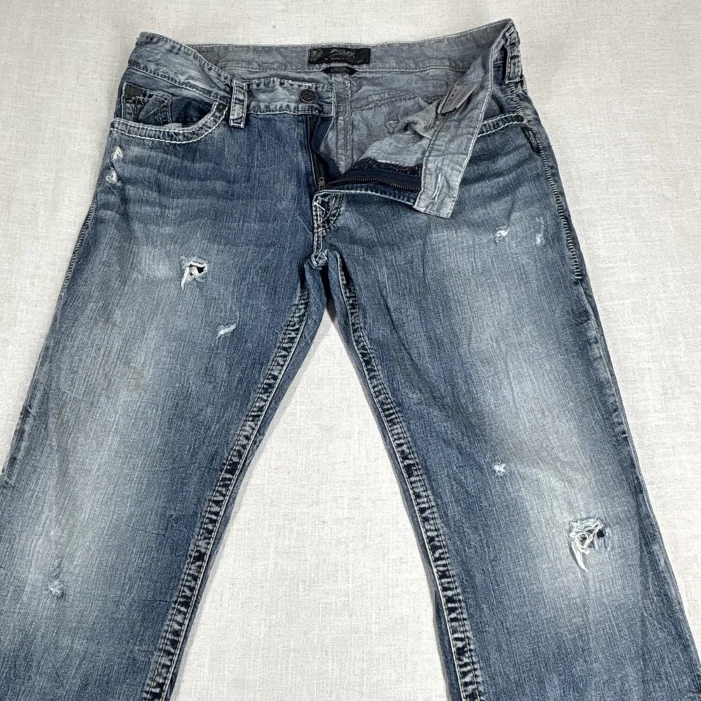 Rock & Republic Jeans Mens 32x30 Blue Denim Straight Leg Classic Fit Distressed‎